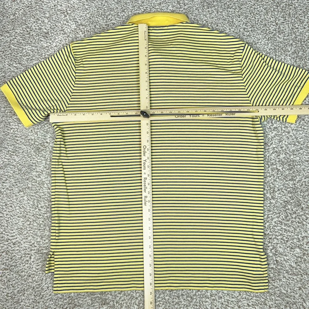 Polo Ralph Lauren Polo Shirt Men XL Yellow Stripe Cotton Pony Logo Casual Preppy